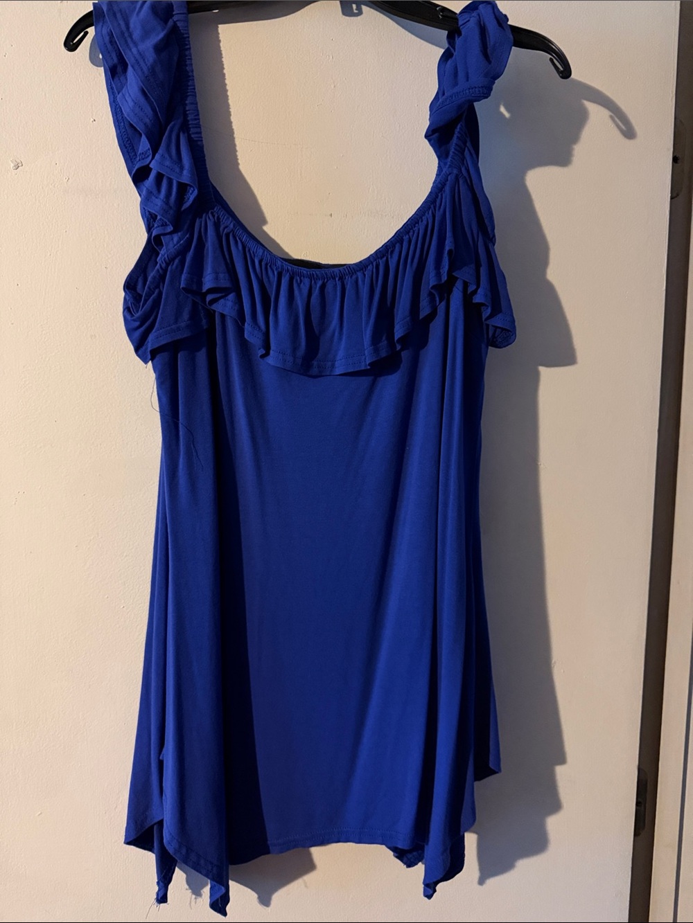 Ruffled Royal Blue Sleeveless Tank Top